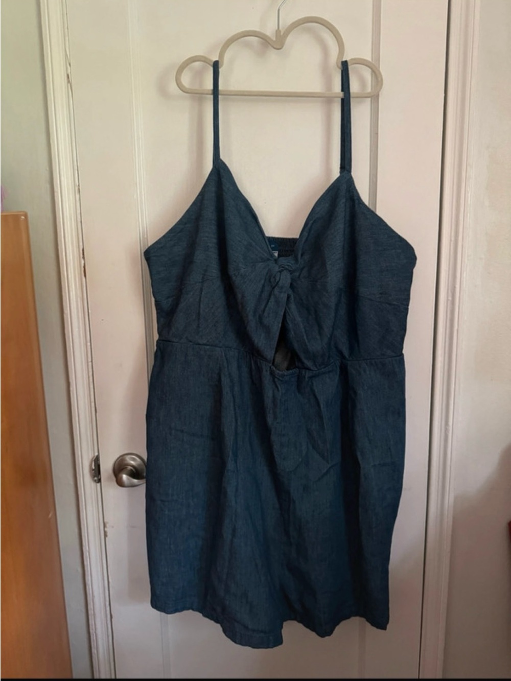 Denim Blue Spaghetti Strap Romper